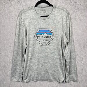 Patagonia Base Layer Men L Gray Capilene Long Sleeve Performance Stretch Outdoor
